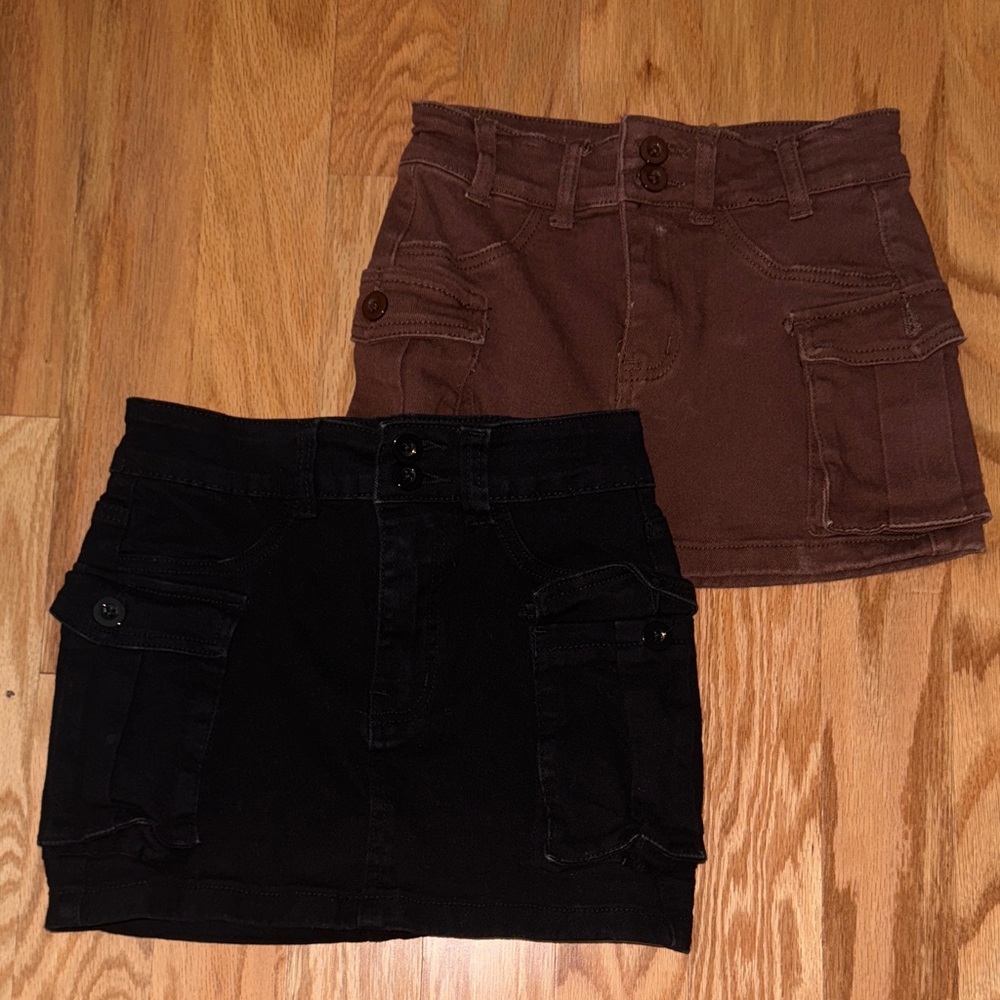 Brown and Black Mini Skirt Set